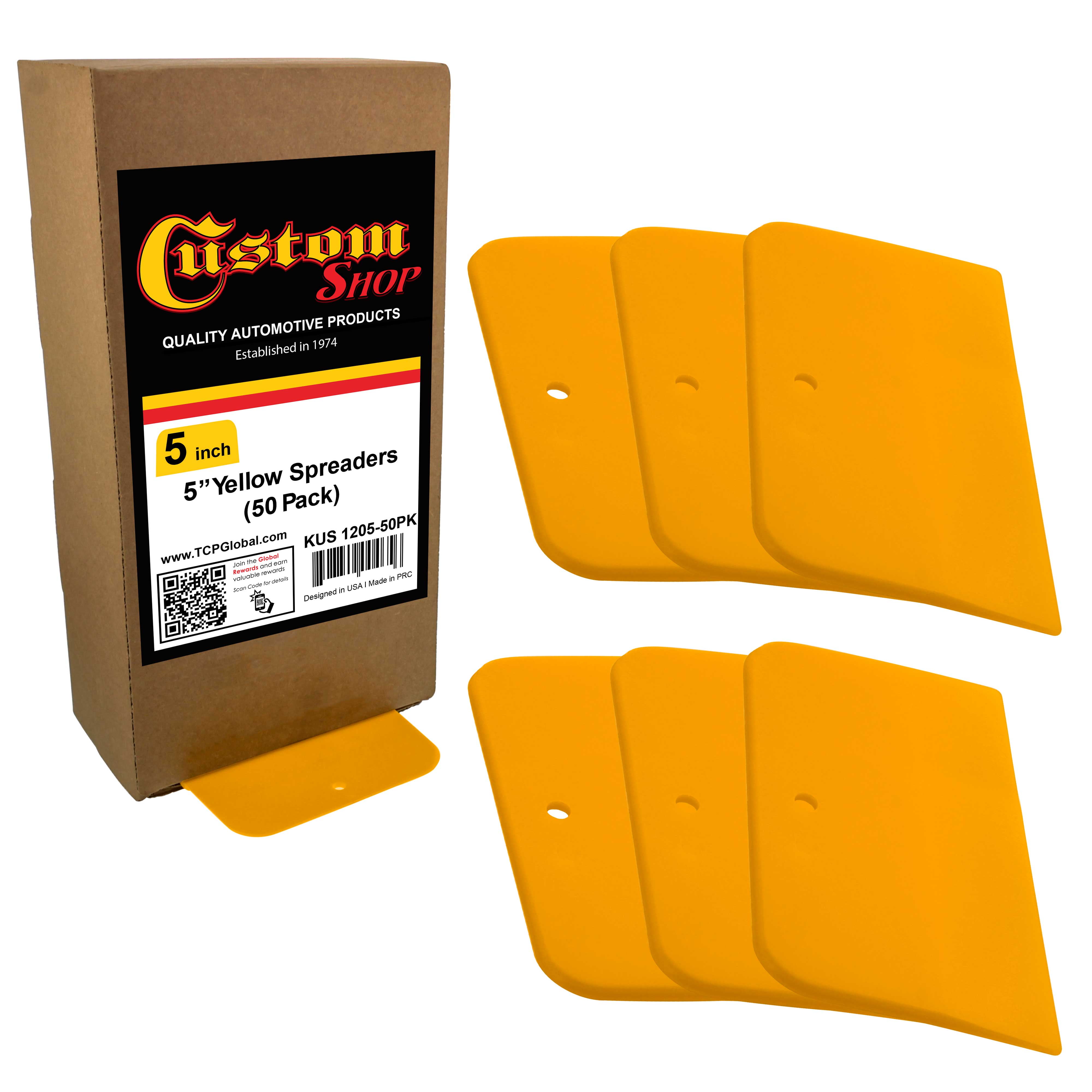 50 Pack of Custom Shop 5" Body Filler Spreaders for Automotive Body