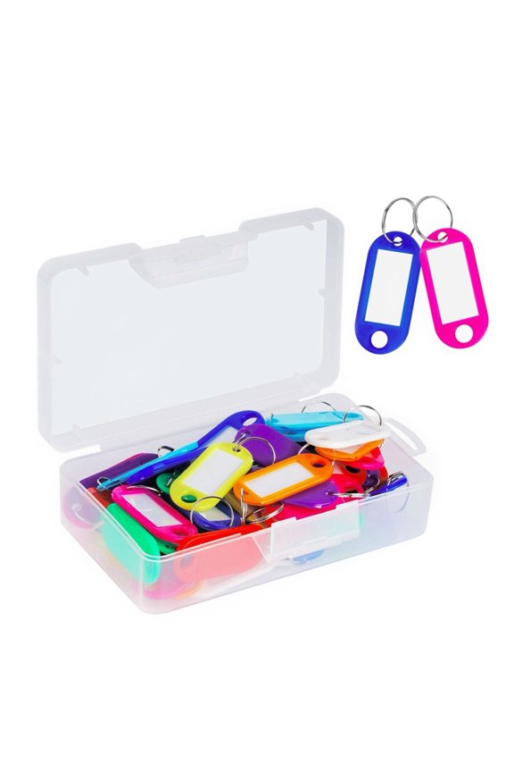 50 Pack of Writable Plastic Key Keychains Key Chain ID Key Hotel Number Classification
