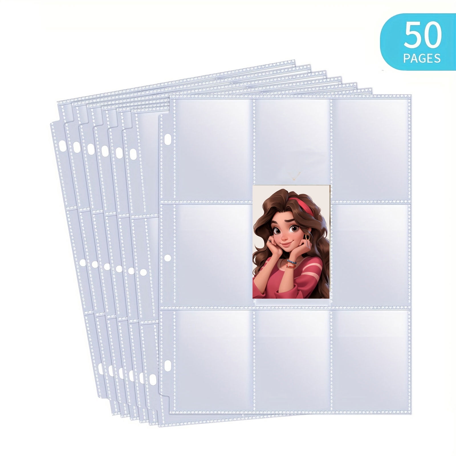 50 Packaging 9-bag Page Protective Cover, Suitable For 3-ring Binders ...