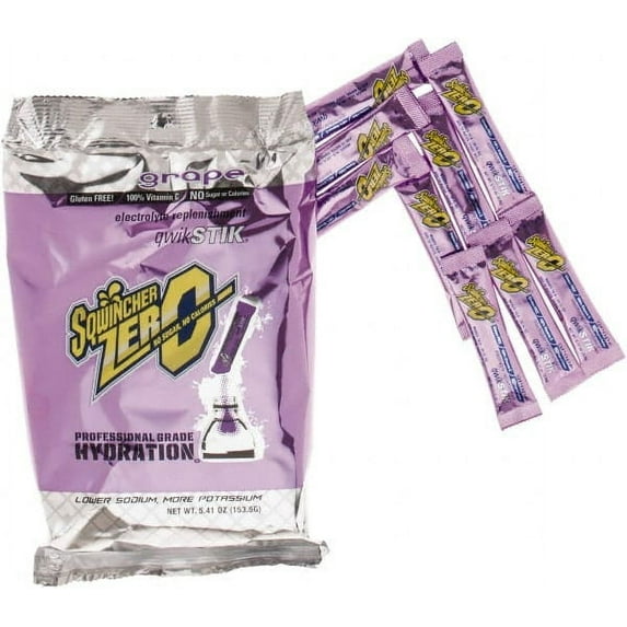 50 Packets Sqwincher Sugar Free Grape Flavored Drink Mix, Makes 20 oz/Packet