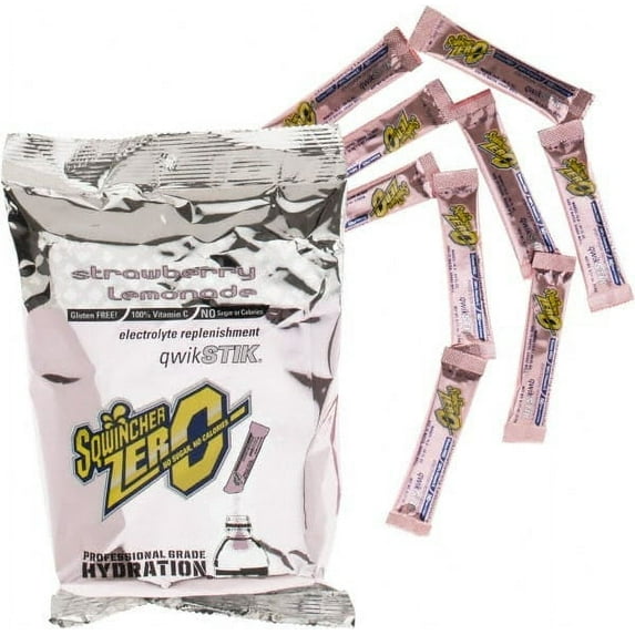 50 Packets Sqwincher Sugarfree Strawberry Lemonade Drink Mix, Makes 20 oz/Packet