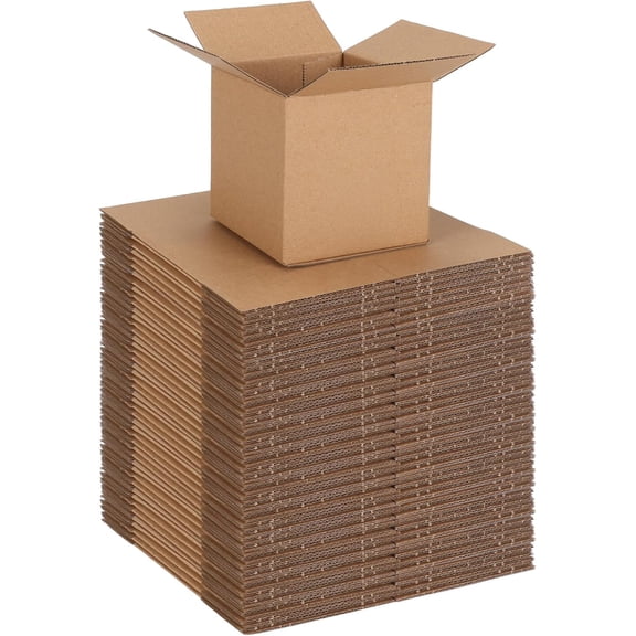 50 Packs 4x4x4 Shipping Boxes for Small Business, Corrugated Cardboard Boxes Bulk for Shipping Packing Mailing