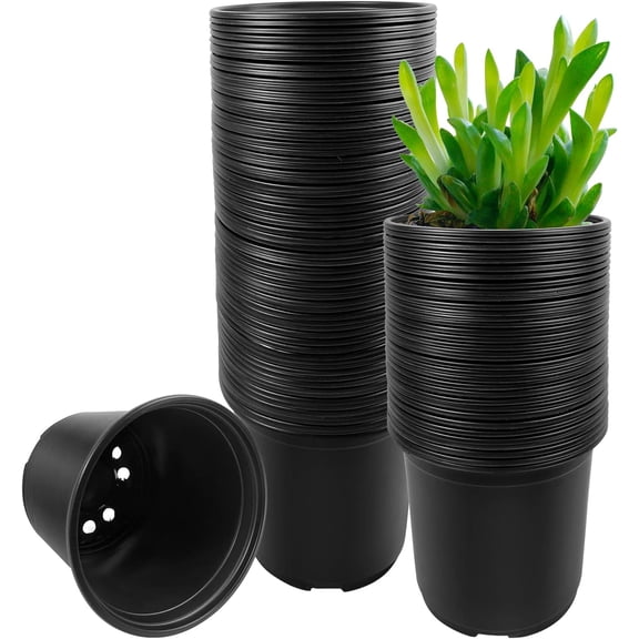 50 Packs 5.31 Inch Reinforced Nursery Pots with Drainage Hole, Transparent Variety Pack Plastic Plant Pot Seedling Planter for Vegetable Propagation, Root Cutting, Seed Starting