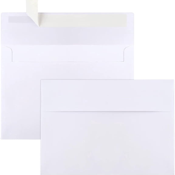 50 Packs A4 Envelopes, white, 4x6 Photo, Self Seal for Invitations, Weddings, Photos, Postcards, Greeting Cards, Mailing