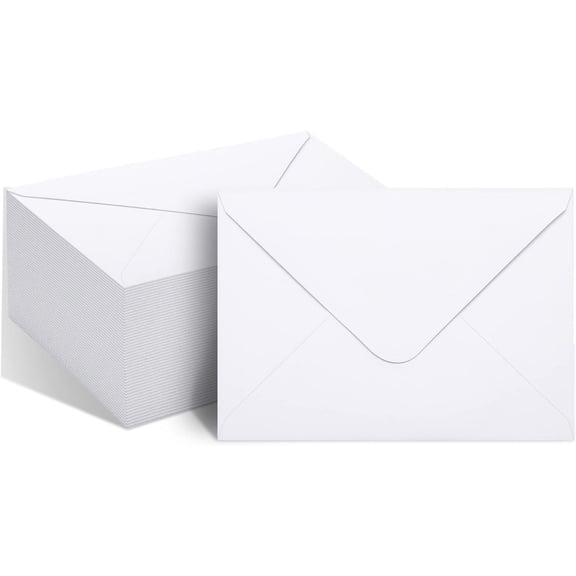 50 Packs of A7 Envelopes for Invitation, White 5x7 Envelopes with V Flap, Great for Graduation, Invitation, Baby Shower, Wedding and RSVP Cards (White)