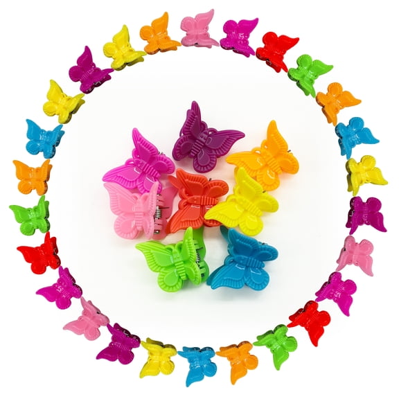 50 Packs Assorted Color Butterfly Hair Clips, Bantoye Beautiful Mini Hair Accessories for Girls and Women, Random Color