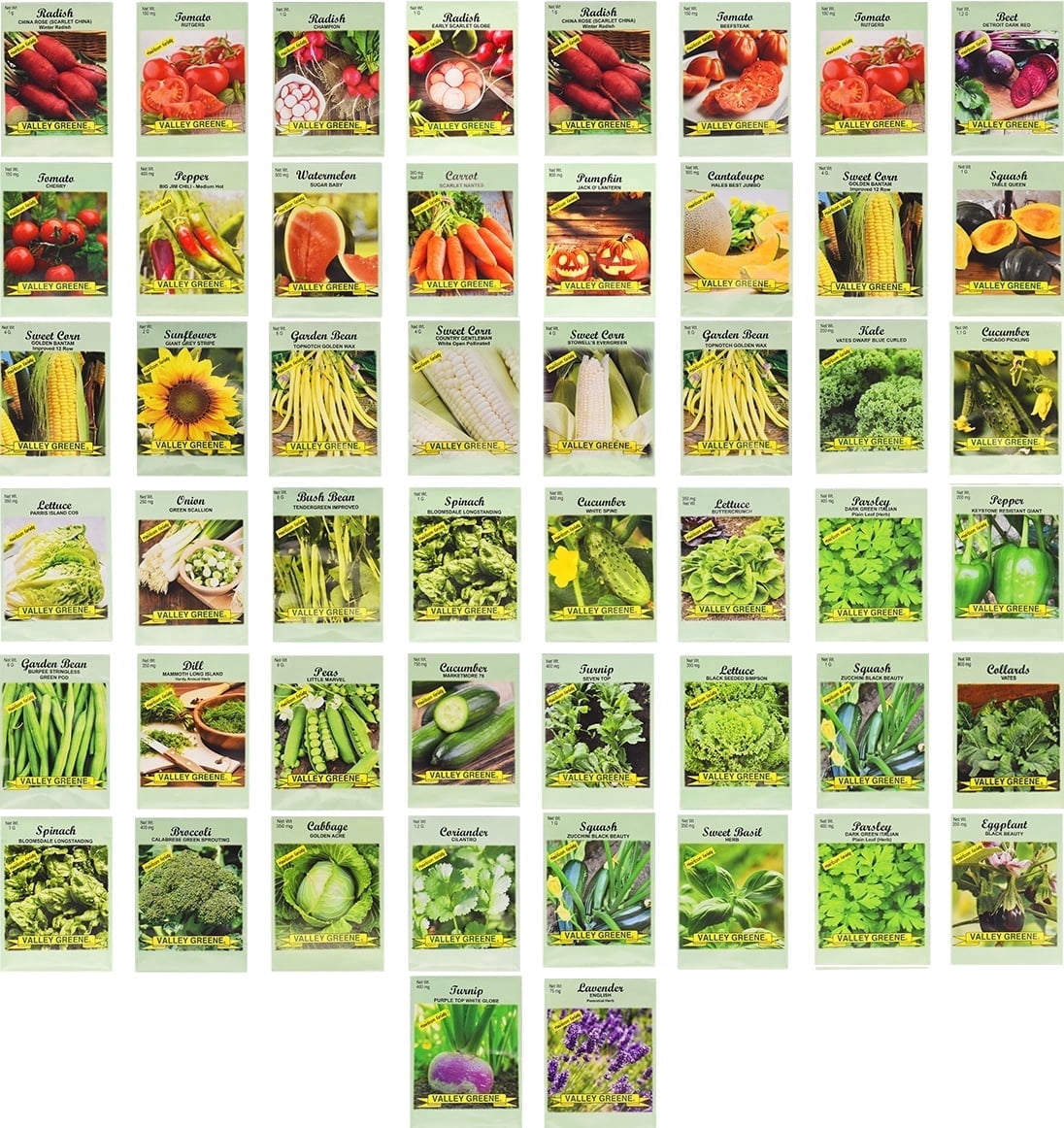 50 Packs Assorted Heirloom Vegetable Seeds 30+ Varieties All Seeds Are Heirloom & Non-GMO