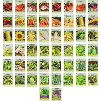 50 Packs Assorted Heirloom Vegetable Seeds 30+ Varieties All Seeds Are Heirloom & Non-GMO