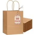 thumbnail image 1 of 50-Packs Brown Paper Gift Bags with Handles Bulk 8.3"x3"x 6" Small Size Paper Bags Multiple Uses(Small Size), 1 of 11
