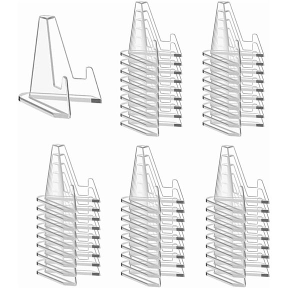 50 Packs Card Display Stand, 2.2" Acrylic Mini Easel, Clear Sturdy Triangle Base, for Sports Graded Trading Baseball Football Cards