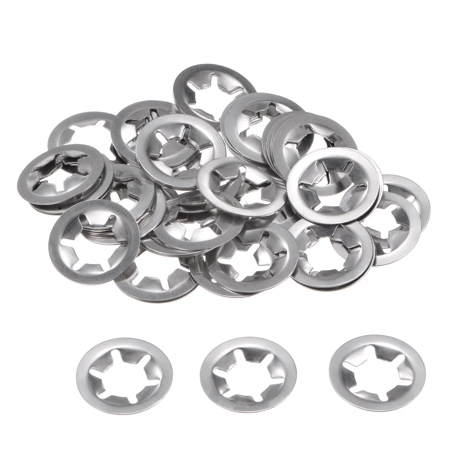 50 Packs Internal Tooth Starlock Push on Locking Washers, Stainless