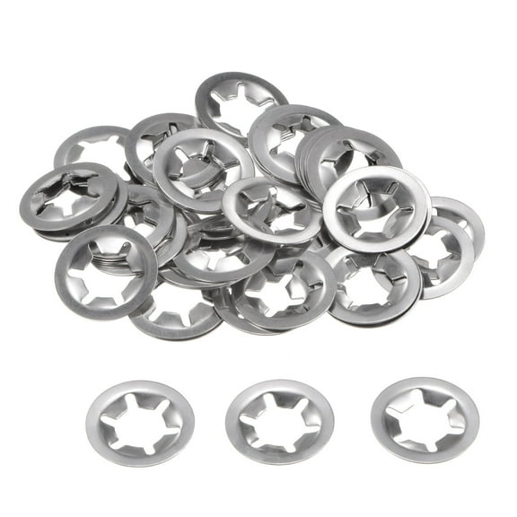 50 Packs Internal Tooth Starlock Push on Locking Washers, Stainless Steel Push Nut Washers, M12 x 25mm