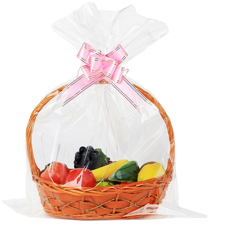 Amscan Functional Cellophane Clear Shrink Wrap Basket Bag Party Supplies for Any Occasion, 24 x 30, Transparent