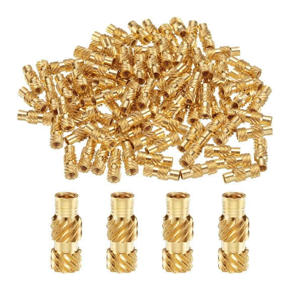 50 Packs M2.5 Threaded Inserts Brass Heat Set Insert M2.5x10mm, OD 4mm Knurled Insert Nuts