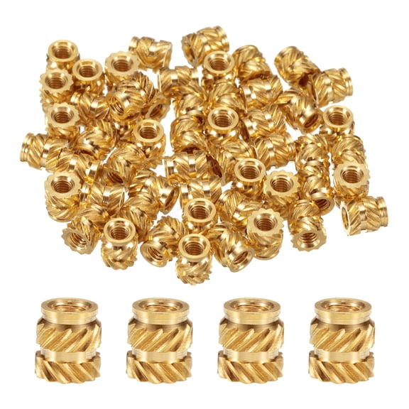 50 Packs M2.5 Threaded Inserts Brass Heat Set Insert M2.5x5mm, OD 4.5mm Knurled Insert Nuts