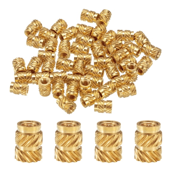 50 Packs M2.5 Threaded Inserts Brass Heat Set Insert M2.5x6mm, OD 4.5mm Knurled Insert Nuts