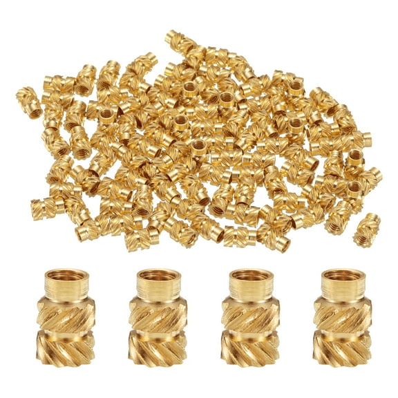 50 Packs M2.5 Threaded Inserts Brass Heat Set Insert M2.5x6mm, OD 4mm Knurled Insert Nuts