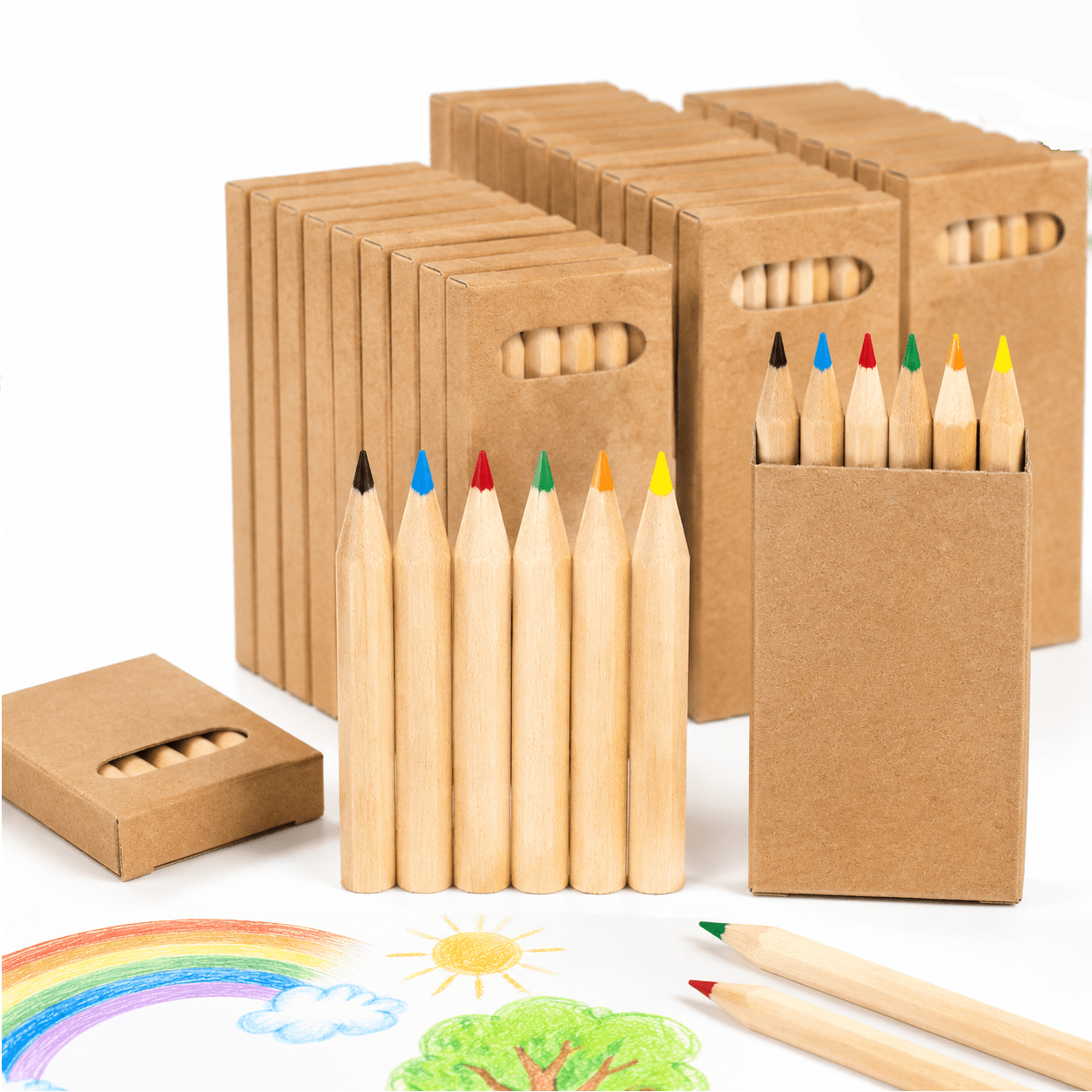 50 Packs Mini Colored Pencils Bulk, 3.5'' Drawing Pencils Ideal for Easter, Kids & Adults Gifts, Classroom Supplies, 100th Day of School Painting & Party Favors, 6 Colors Per Pack