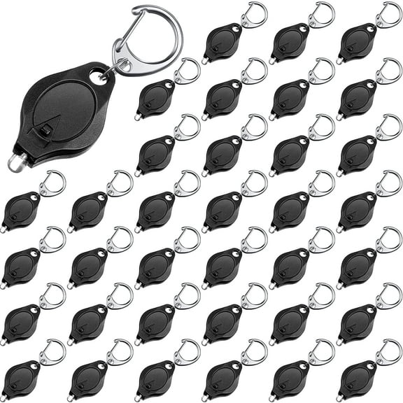 50 Packs Mini Keychain Flashlight Small LED Key Ring Light Torch Bright Keychain Light Tiny LED Lights Keychain Light, Black Shell