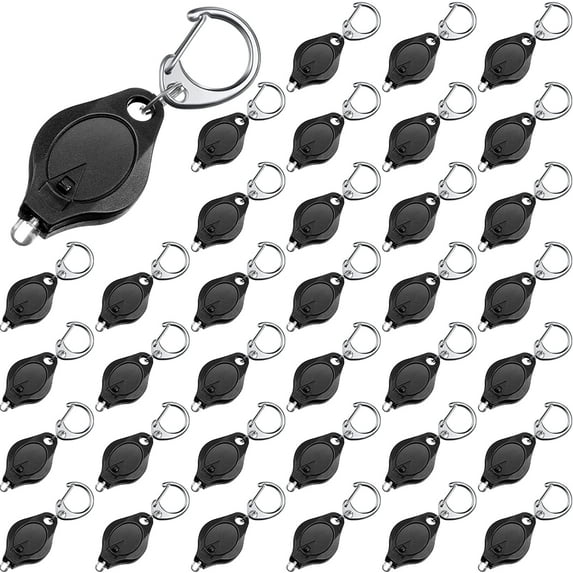 50 Packs Mini Keychain Flashlight Small LED Key Ring Light Torch Bright Keychain Light Tiny LED Lights Keychain Light, Black Shell