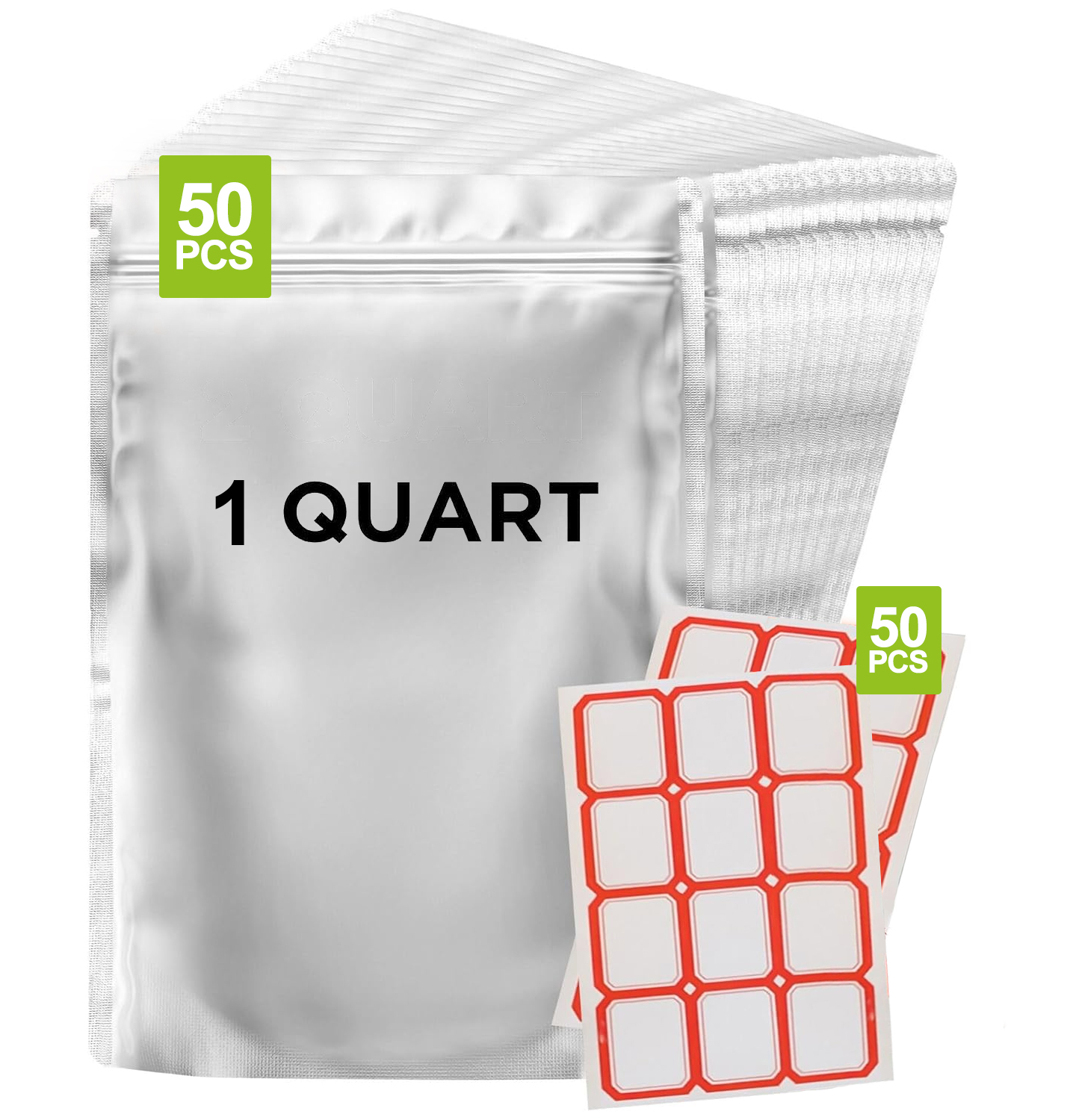 Shop Great Value Fresh Seal Quart Storage Slider Zipper Bags, 25 Count