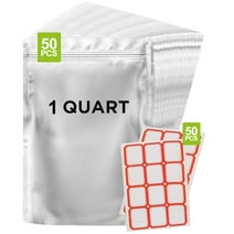 50 Packs Mylar Bags for Food Storage 1 Quart(7"x 10") Reusable Mylar Bags 400cc Thick 5.5 mil,Heat Sealable Mylar Bags for Food Storage Zipper Pouches