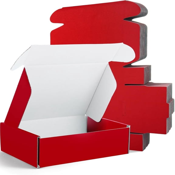 50 Packs Shipping Boxes Cardboard Corrugated Mailer Packaging Boxes for Small Business Cute Small Box Cardboard Carton Box Mailers for Packaging Product(Red,9 x 6 x 2.36 Inches)