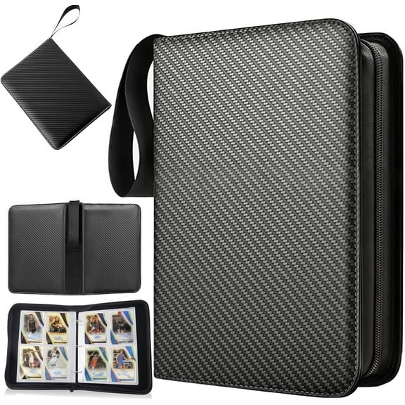 4-Pocket Trading Card Binder, 400-Pocket PU Leather Card Holder Album for TCG, Pokemon, Yu-Gi-Oh! Collectible Cards