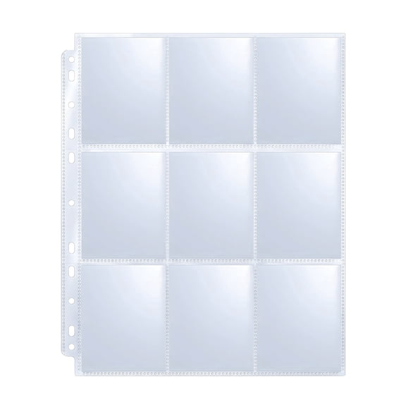 Card Binder Pages, 50 Sheets, 9 Pocket Double-Sided Design, 11-Hole Refill Pages for Card Storage.