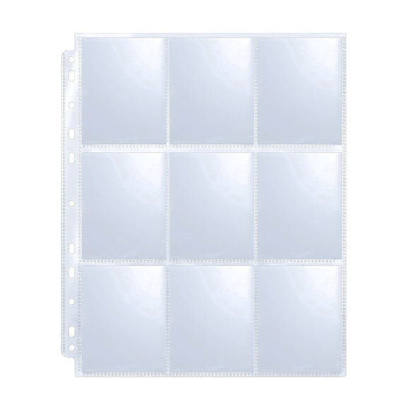 Card Binder Pages, 50 Sheets, 9 Pocket Double-Sided Design, 11-Hole Refill Pages for Card Storage.
