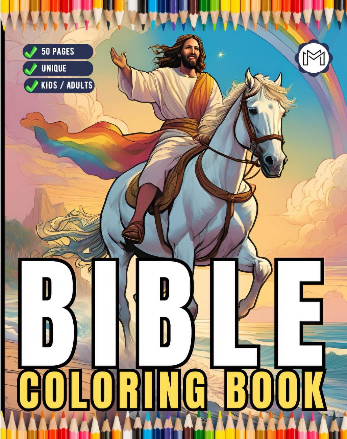 50 Pages Easy Jesus Coloring Book Gift for Adults Kids Children Boys ...