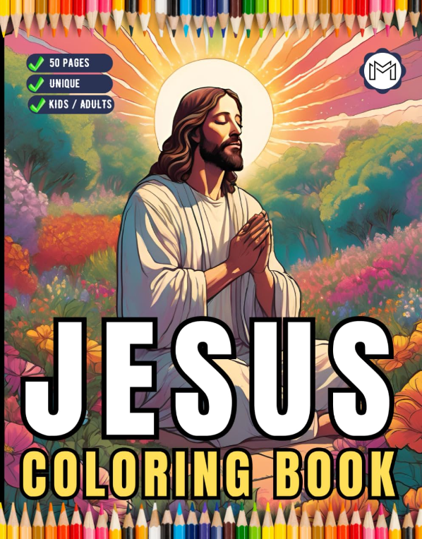 50 Pages Easy Jesus Coloring Book Gift for Adults Kids Children Boys ...