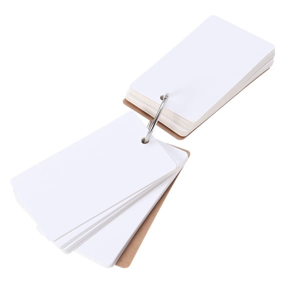 UKCOCO White Kraft Paper Study Cards with Stainless Steel Binder Ring for Noting 50 Pages