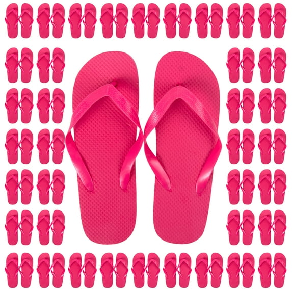 50 Pairs of Bulk Wholesale Flip Flop Sandals for Women, Weddings, House Guests, Indoor and Backyard Outdoor – 50 Pairs of Flexible Flip Flop Sandals for Women in Hot Pink
