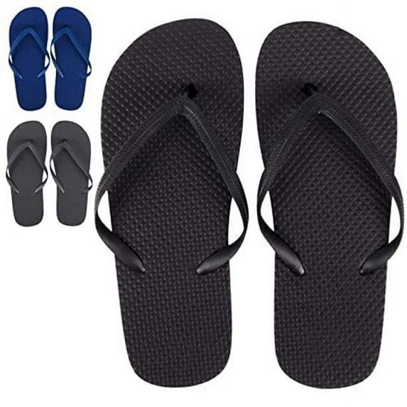 50 Pairs of Bulk Wholesale Waterproof Flip Flop Sandals for Men, Weddings, House Guests, Indoor and Backyard Outdoor – 50 Pairs of Waterproof Flip Flop Sandals for Men in Black, Gray, Navy Blue