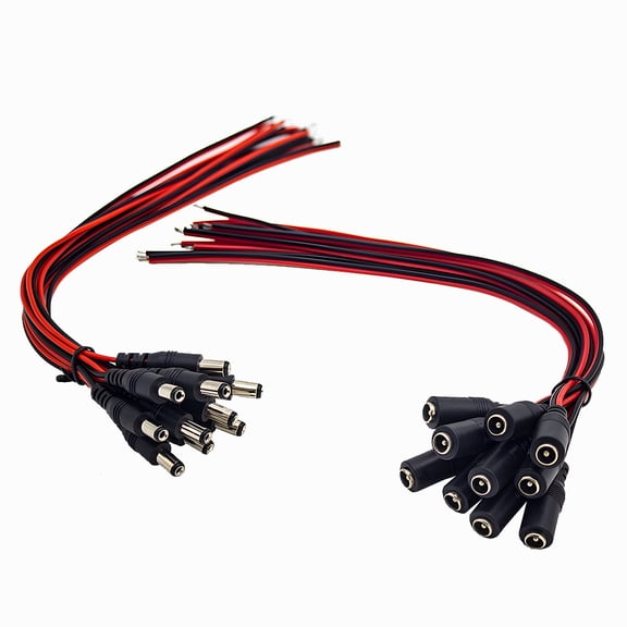 50 Pairs DC Power Cable 12V 5A Plugs Male Female Connectors for CCTV Security Camera Pigtail Power Adapter Connectors (5.5mm x 2.1mm )