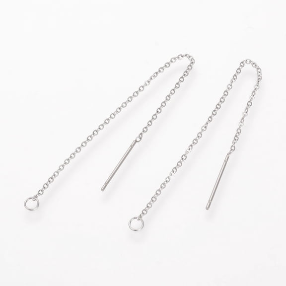 50 Pairs Ear Threads Stainless Steel Earring with Bar Dangle Pendant Long Threader Earring for Women Elegant Earring 90mm Pin: 0.8mm