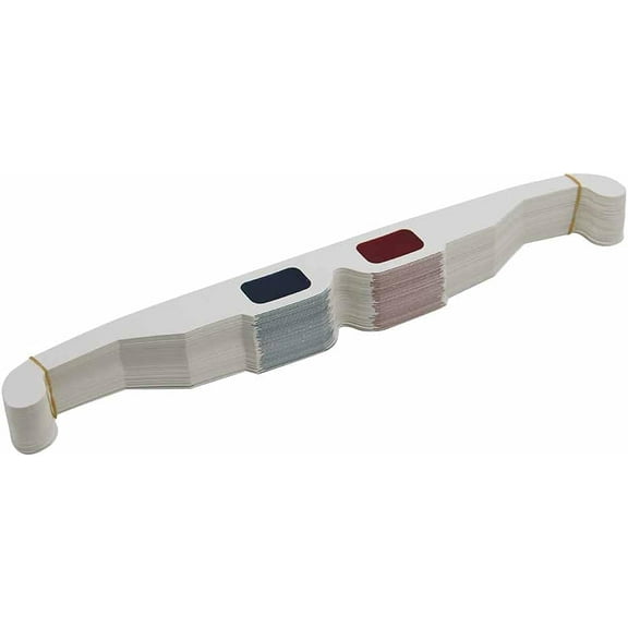 50 Pairs - Flat- 3D Glasses Red and Cyan White Frame Anaglyph Cardboard (Set of 50)