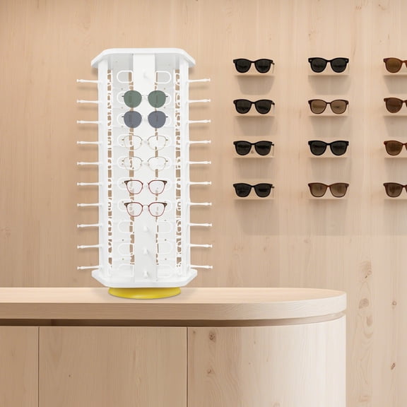 50 Pairs Modern White Rotating Glasses Storage Display Stand Commercial Eyewear Display Rack