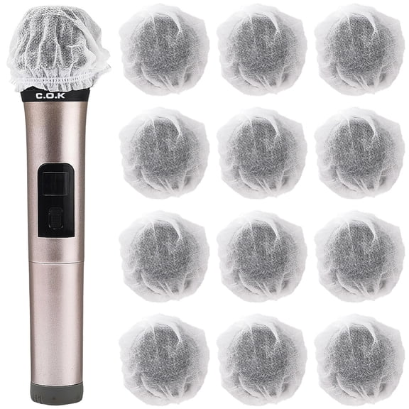 50 Pairs Non-woven Cloth Disposable Microphone Sleeve Anti-Splash Dustproof Microphone Cover for KTV Conference Room On Stage Performance for DIY