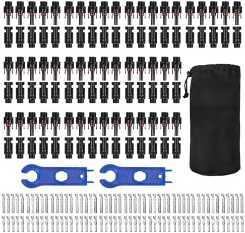 50 Pairs Solar Panel Connector Kit IP68 Waterproof Solar Connectors MC4 Connectors 1000V 30A Solar Cable Connectors with A Durable Nylon Bag$$Garden & Patio