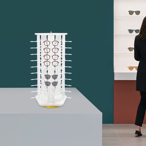 50 Pairs White Rotating Glasses Storage Display Stand Commercial Eyewear Display Rack for Eyewear Stores