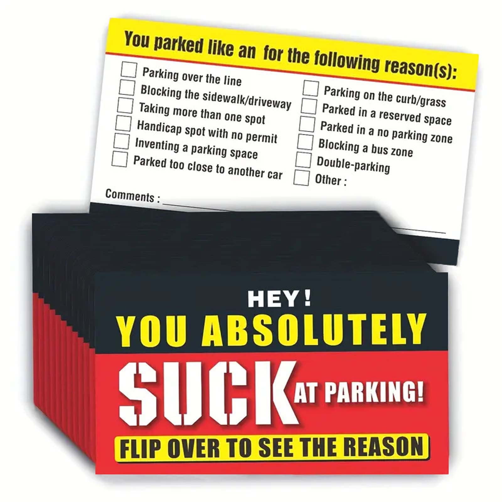 50 Parking Violation Cards Prank Set - Funny Adult Gag Gifts for Parking Offenders - Hilarious ...