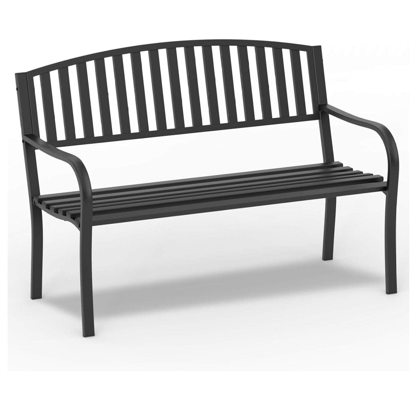 50'' Patio Garden Bench Cast Iron Steel Outdoor Bench Clearance ...