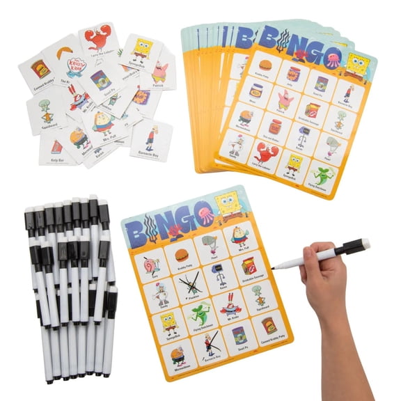 50 Pc. 6 1/2" x 8 1/2" SpongeBob SquarePants Dry Erase Bingo Game for 24