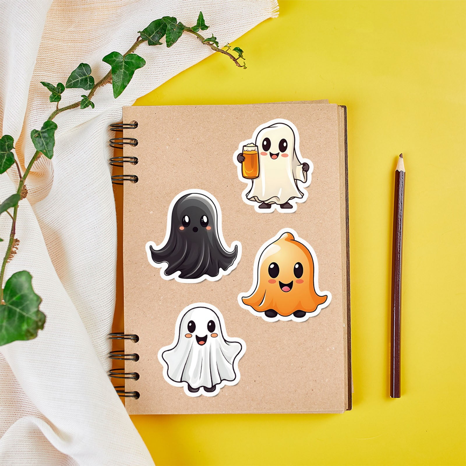 Ghost Cat Sticker Vinyl Decal Notebook Car Laptop 5" X 5.5" (Silver