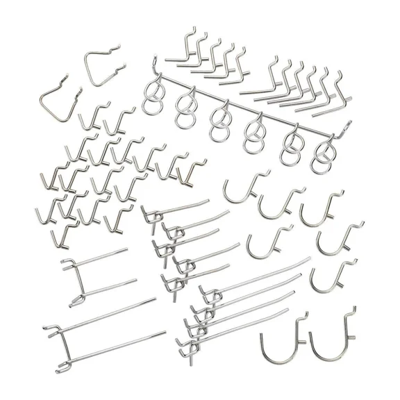 50 Pc Pegboard Hook Organizer Assorted Set Peg Board Wall Shelf Tool Hanger