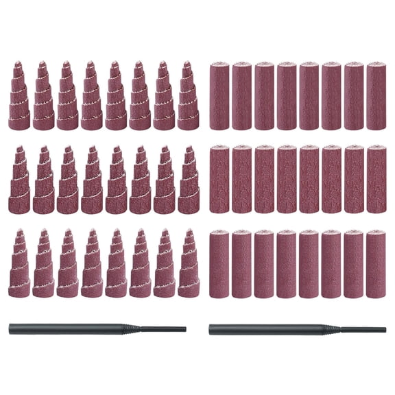 50 Pcs 1-1/2 Inch Sand Paper Including 2 Porting Mandrel, Rotary Flap Disc, Abrasive Cartridge Rolls, Cone Cylinder, 1/4" Shank Die Grinder Sanding Bits for Metal Wood Working
