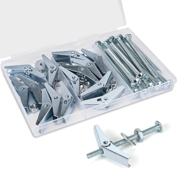 50 Pcs 1/8 Inch Toggle Bolts for Drywall, Heavy Duty Metal Drywall Anchors Kit, Dry Wall Anchors and Screws Kit, Butterfly Anchors for Ceiling, Sheetrock, Hollow Wall
