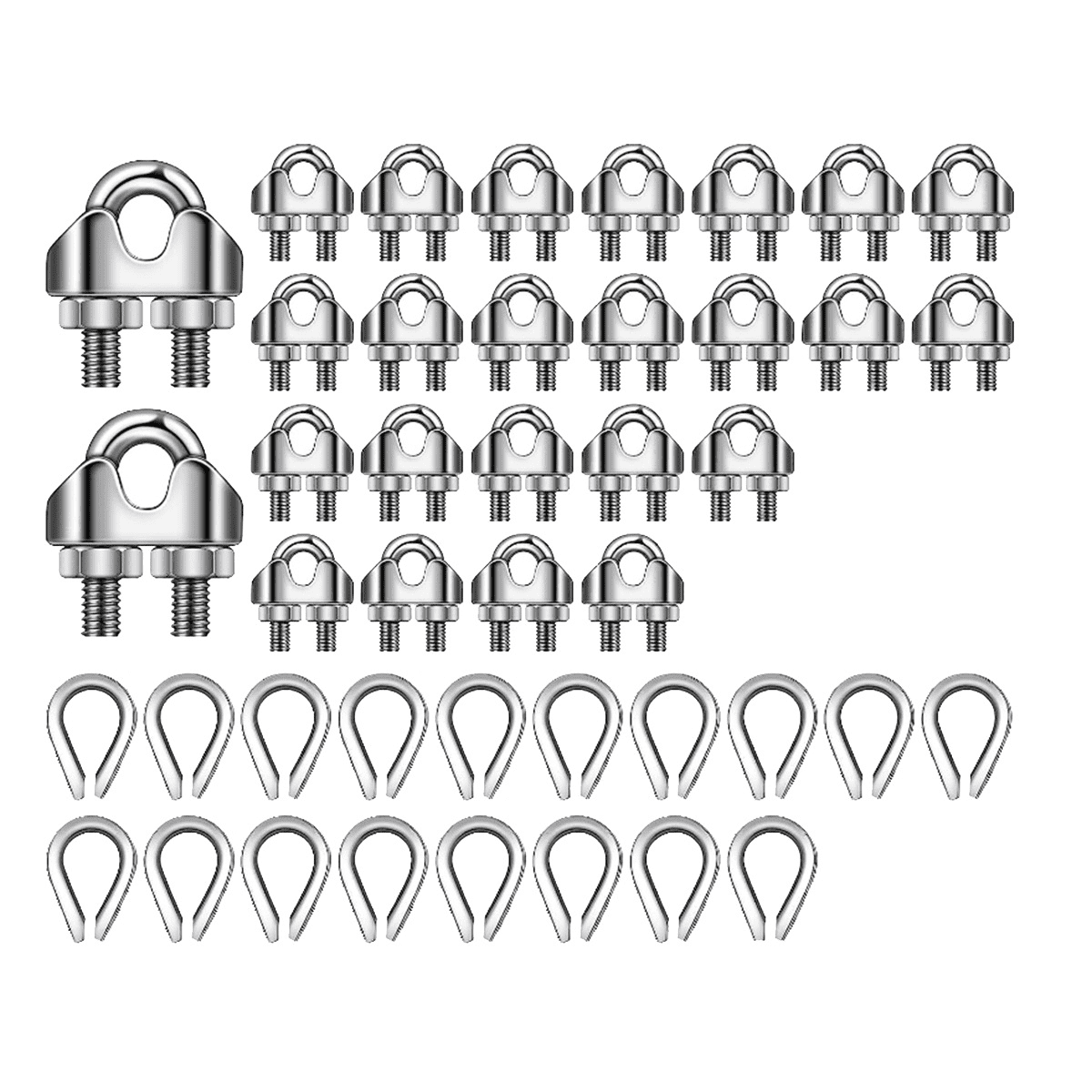 Pcs Inch Wire Rope Kit M Metal Wire Rope Cable Clamp And M Stainless Steel Thimbles For